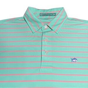 Men's Southern Tide Club Performance Flex Striped Polo Shirt Size Medium
